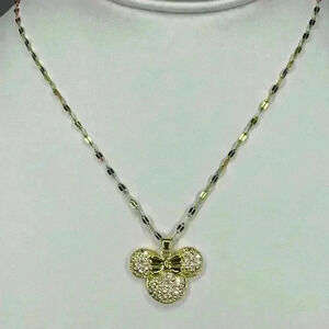14KGP Minnie Mousse Pendant W/Pave Crystals Necklace